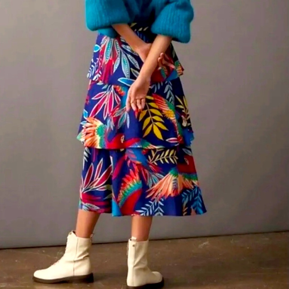 Farm Rio Midi Ruffle Skirt